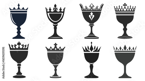 Crowned Goblet Stencil Icon – Elegant Decorative Elements