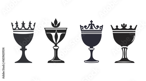 Crowned Goblet Stencil Icon – Elegant Decorative Elements