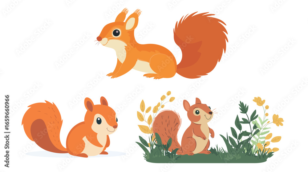 Naklejka premium Cute Squirrel Vector Illustration – Adorable Cartoon Style