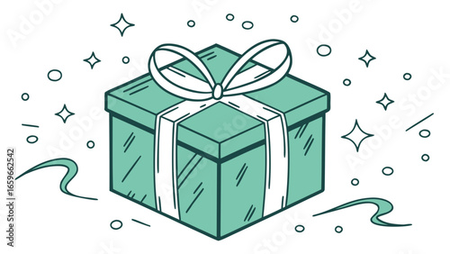 Illustration of a beautifully wrapped gift box with a ribbon and bow for a special occasion