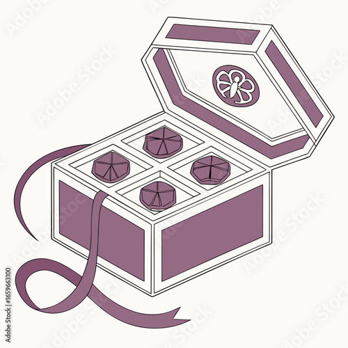 Vector art of luxury jewelry box with gems and ribbon, perfect for a special gift or treasure keepsake