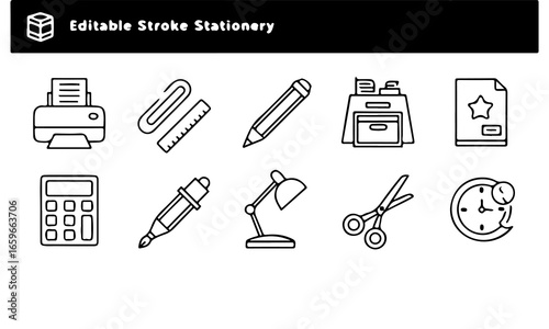 Hand drawn stationery icons for office and school supplies