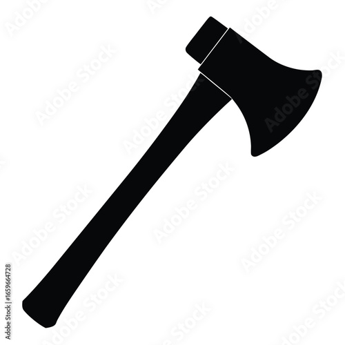 Vector illustration of a sharp steel axe with a wooden handle, isolated on a white background