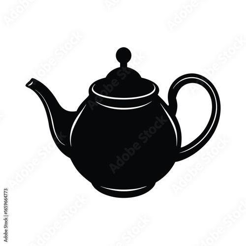 Black Silhouette of a Teapot with Long Spout
