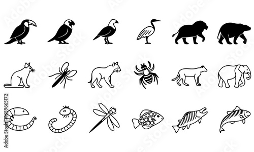 Collection of silhouette animal illustrations