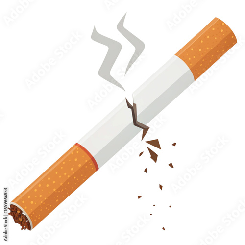Broken cigarette symbolizing quitting smoking and healthy lifestyle choices for a better future