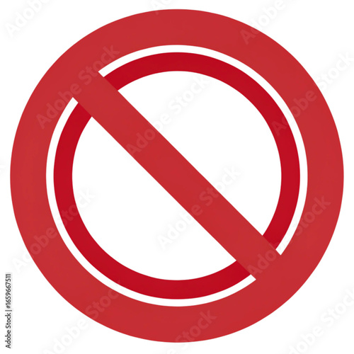 Forbidden sign with red circle and diagonal line, symbol of prohibition, restriction, or no entry, avoid