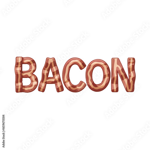 Crispy bacon letters spelling out the word bacon with a delicious visual appeal