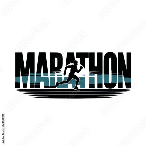 Marathon runner training in an urban park during early morning hours highlighting determination and fitness focus