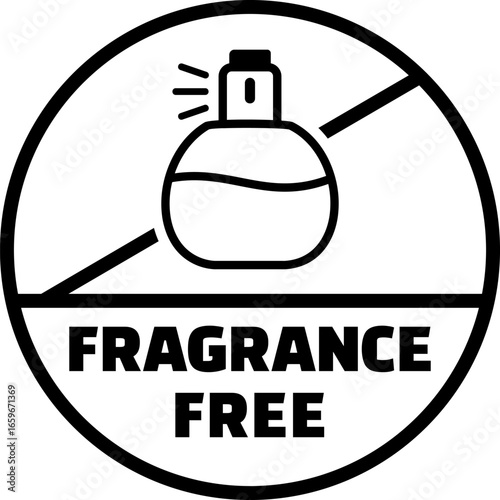 Fragrance-Free Product Icon: Bold Black and White Circular Design, No Perfume Symbol
