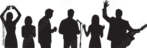 Diverse People Silhouettes for Concert Event and Audience Graphics