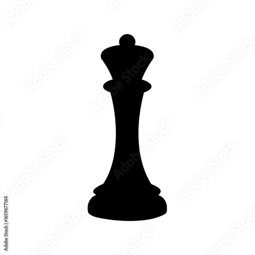 High contrast black and white image of a chess queen silhouette