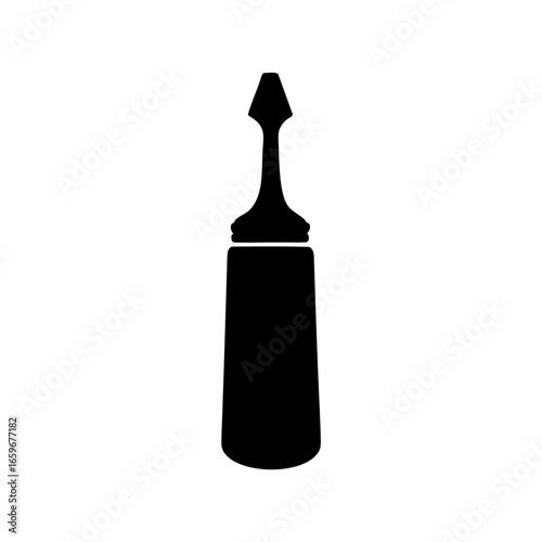 Black Silhouette of a Bottle with a Pointed Tip on a White Background