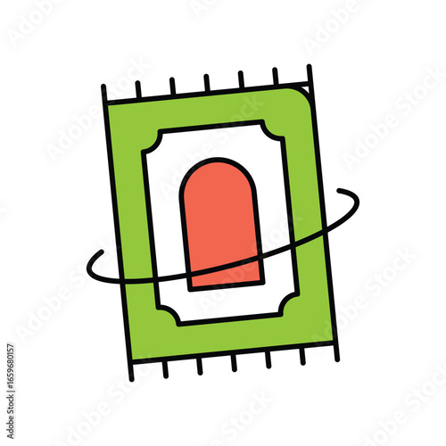 Prayer Rug color line icon with white background vector stock illustration