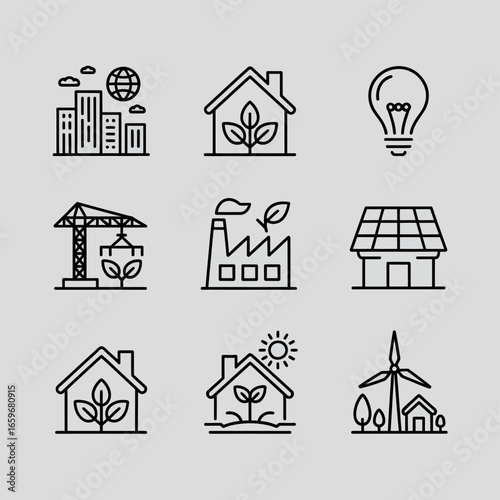 Vector art of set of ecofriendly energy and sustainability icons