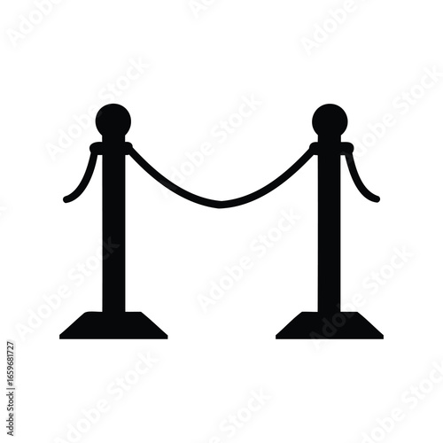 Classic velvet rope security barrier with two posts and a velvet rope