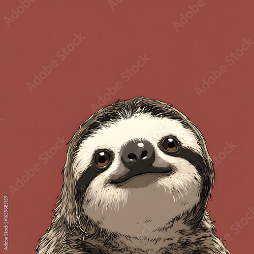 A sloth is looking at the camera
