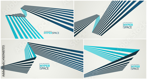 Lines in motion vector abstract background set, 3D perspective stripes showing energy speed and aggression, minimal linear wallpaper art, sharp surreal graphics.