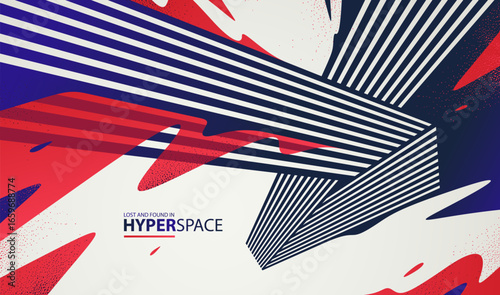 Fluid splash in motion over 3D lines in perspective space vector abstract background, energy blast explosion in chaos, surreal explosion art wallpaper.