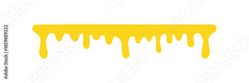 A minimalist vector illustration of a yellow honey or ice cream drip on a white background. This clean, flat design is great for food, sweet, and dessert themes