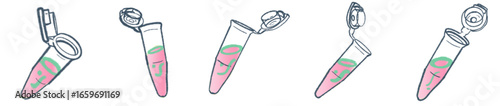 Hand Drawn Eppendorf Tubes for DNA, RNA, and Protein Analysis in Biotech Laboratory Illustration PNG