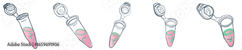 Hand Drawn Eppendorf Tubes for DNA, RNA, and Protein Analysis in Biotech Laboratory Illustration PNG