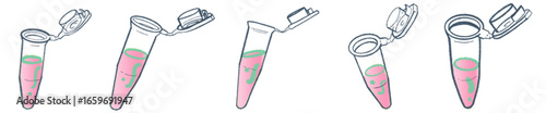 Hand Drawn Eppendorf Tubes for DNA, RNA, and Protein Analysis in Biotech Laboratory Illustration PNG