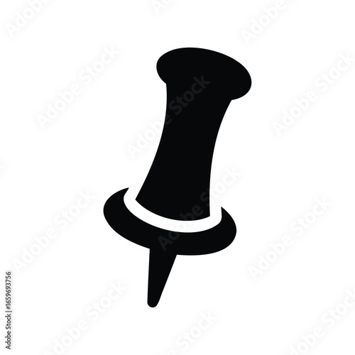 Black push pin used for paper or bulletin boards illustration design