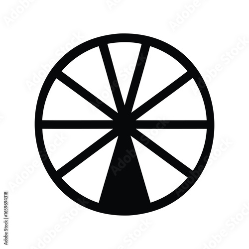 Eight Spoked Wheel Design in Black and White with Radial Symmetry