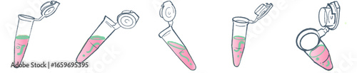 Hand Drawn Eppendorf Tubes for DNA, RNA, and Protein Analysis in Biotech Laboratory Illustration PNG