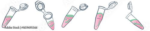 Hand Drawn Eppendorf Tubes for DNA, RNA, and Protein Analysis in Biotech Laboratory Illustration PNG