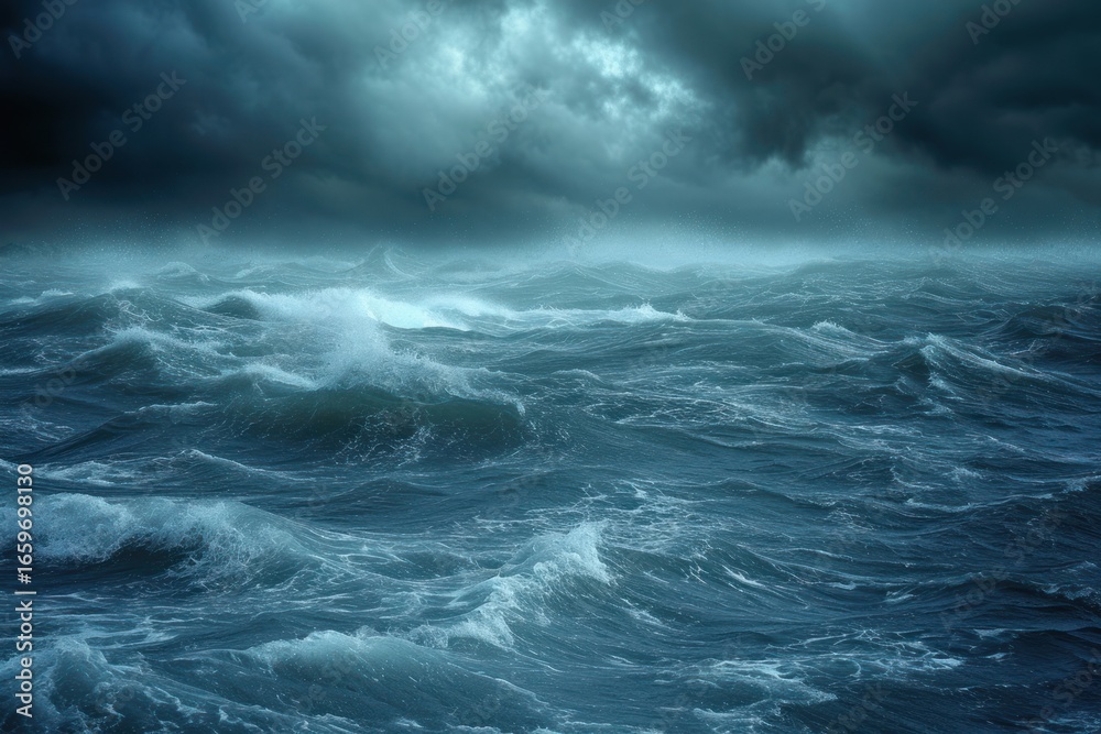 Fototapeta premium Sea surface during storm ocean sea outdoors.
