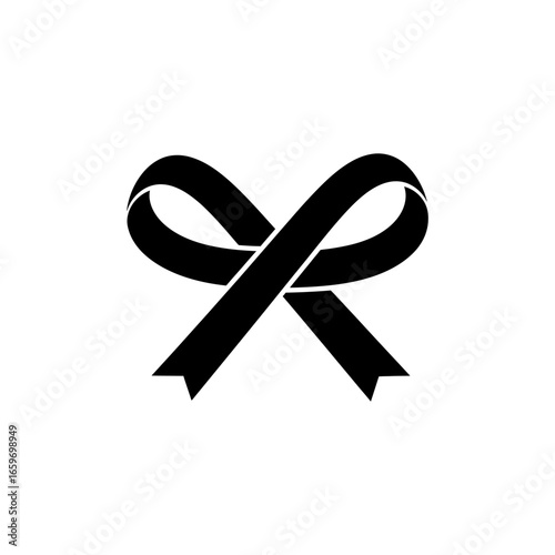 Vector silhouette of the Red Ribbon, the universal symbol for AIDS awareness, isolated on a white background.