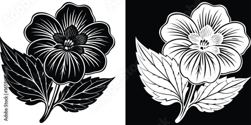 Elegant black and white flower illustration for sophisticated designs or artistic projects gives a bold, modern flair to any creative project