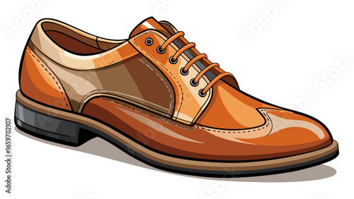 Men's classic leather shoes isolated on white background, crafted with walnut brown texture, honey amber warmth, pearl white clarity, smoky gray shadow, copper gleam, sandy beige softness, and onyx-bl