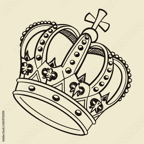 Vector art of elegant and ornate crown illustration, symbolizing royalty, power, and prestige