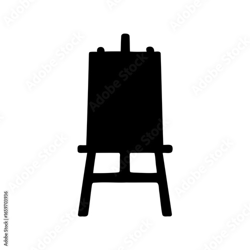 Isolated silhouette of an artist's easel with canvas ready to be painted