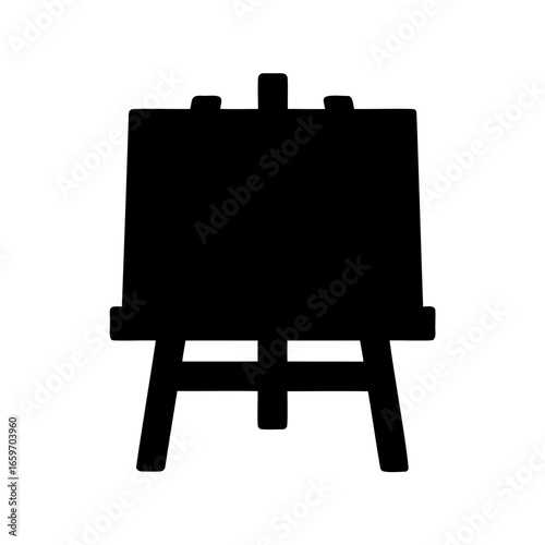 Easel silhouette on white background, used for painting or drawing display