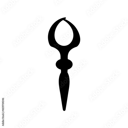 Elegant Black Symbol with Looped Top and Smooth, Tapered Base Design