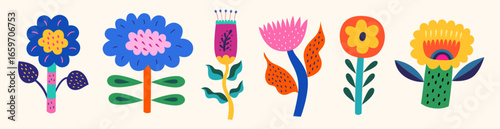Vector set with beautiful wild flowers 