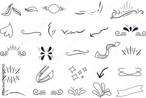 hand-drawn doodles, design icons set