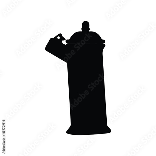 Black Silhouette Depicts Graffiti Spray Can, Representing Urban Art Form