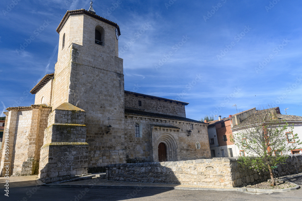 Church of Nuestra Senora de la Paz in Cevico Navero with Romanesque tower Church of Nuestra Senora de la Paz in Cevico Navero with Romanesque tower