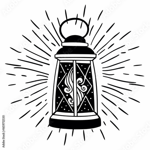 vector illustration of an old lamp