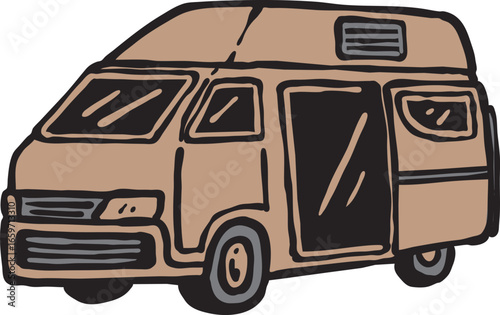 vintage camp van Illustrator Artwork vector