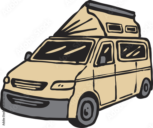 vintage camp van Illustrator Artwork vector