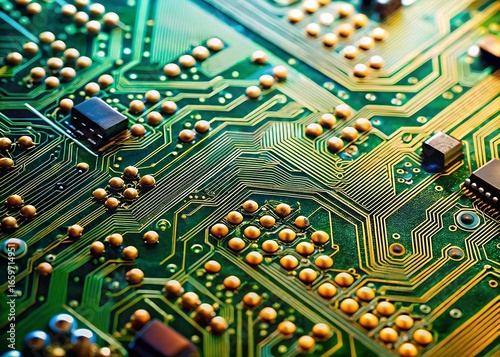 Macro Close Up of Circuit Board Detail Isolated