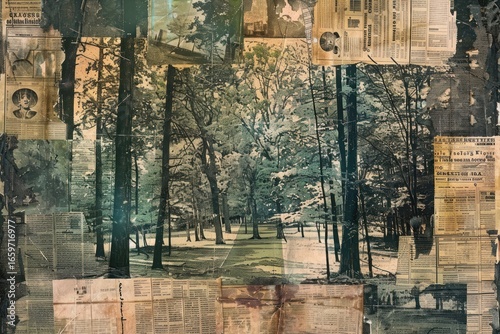 Forrest ephemera border collage backgrounds art.