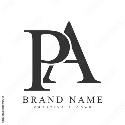 PA trendy logotype template. Initial letter p and a classic font style. Creative logo for company name or identity.