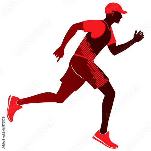 Red Silhouette of a Running Man
